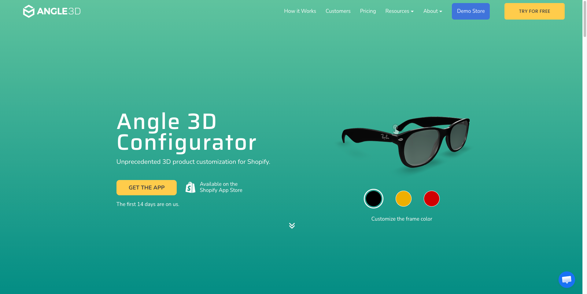 Angle 3D logo, a Shopify 3D configurator app for simple color and material swaps