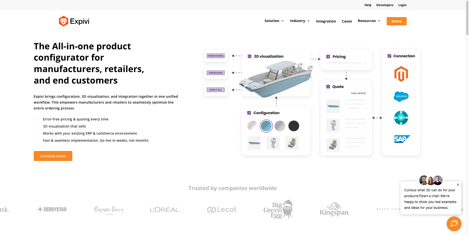 Expivi 3D product configurator interface — Expivi as Threekit alternative
